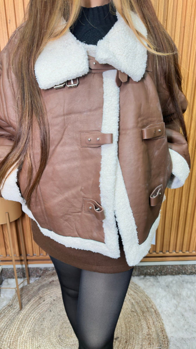 Fur Inner Strap Lock Leather Jacket FC2108