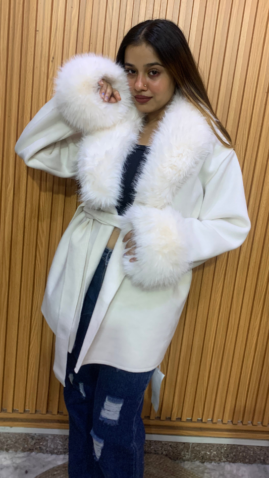 Fur Neckline And Sleeve Shearling Coat FC2013