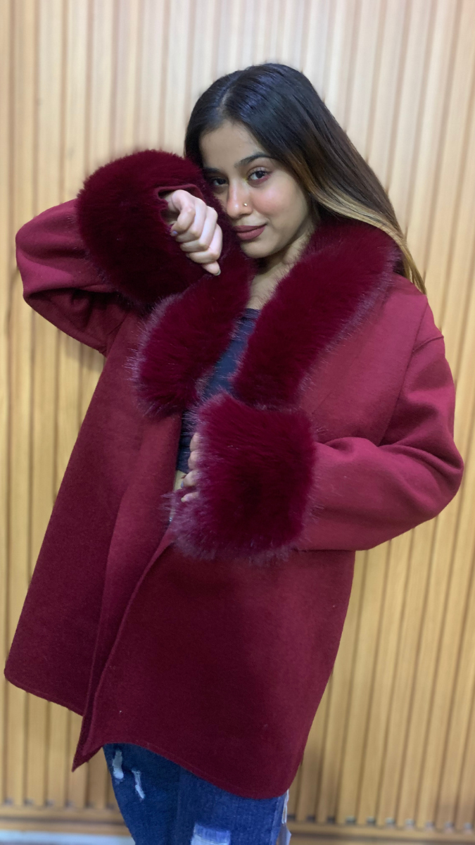 Fur Neckline And Sleeve Shearling Coat FC2013