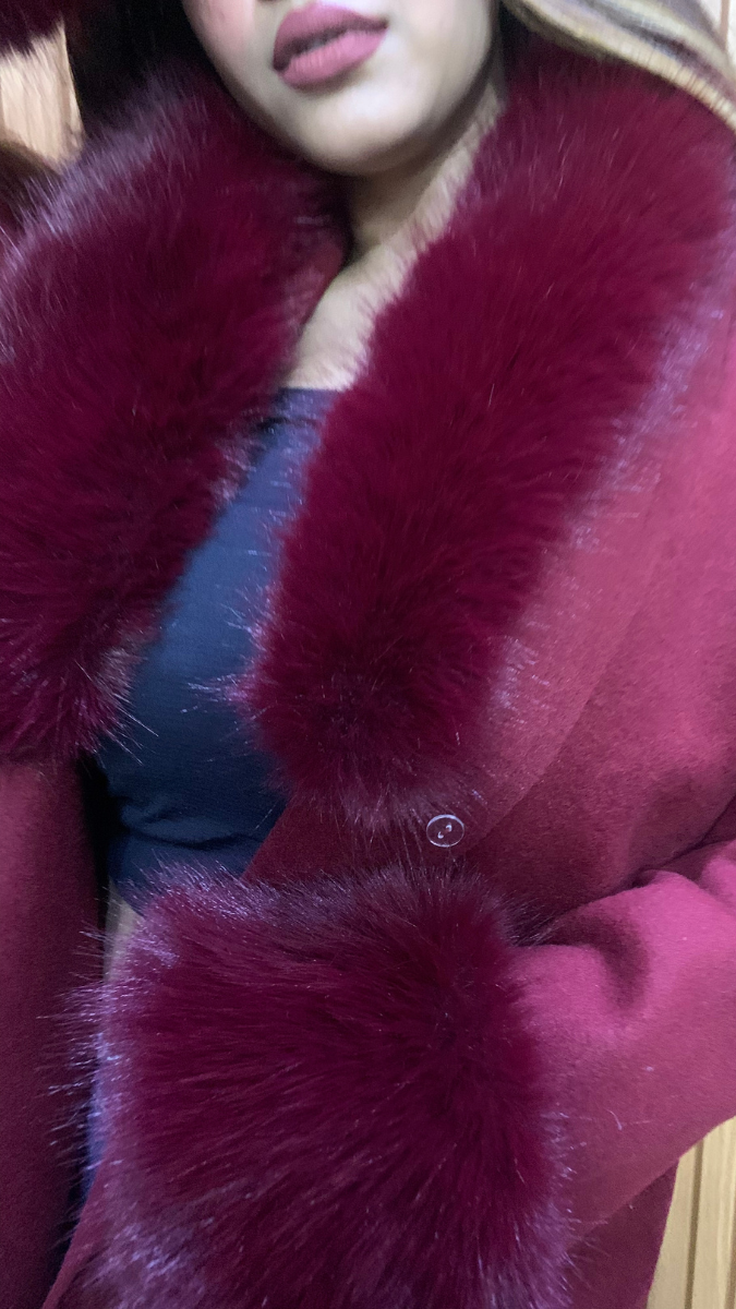 Fur Neckline And Sleeve Shearling Coat FC2013