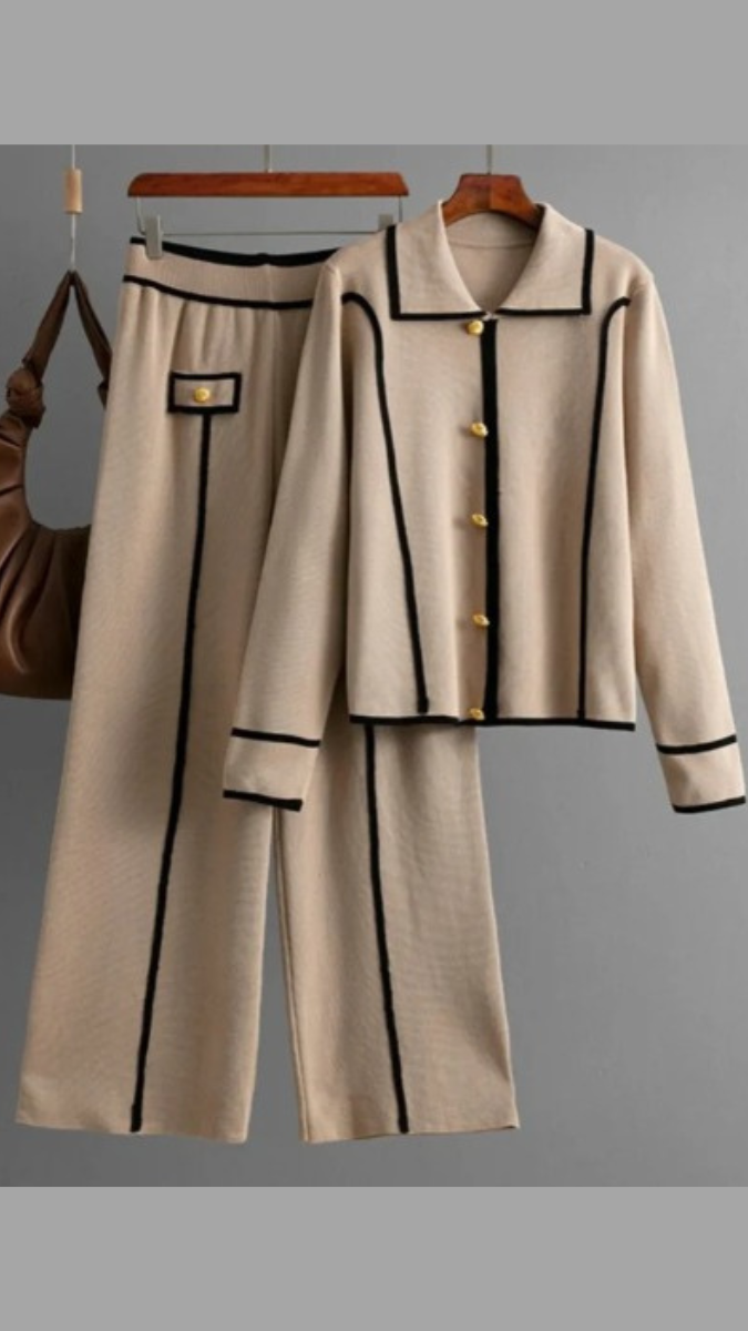 Golden Button With Black Lined Coord Set FC2019