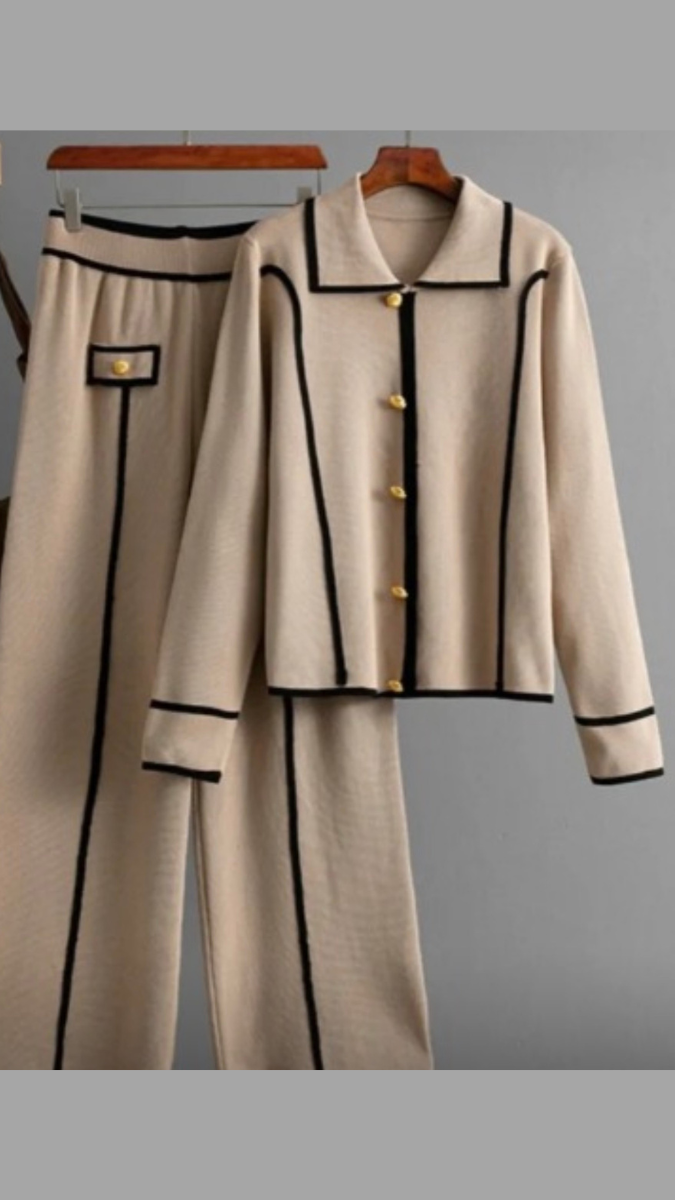 Golden Button With Black Lined Coord Set FC2019