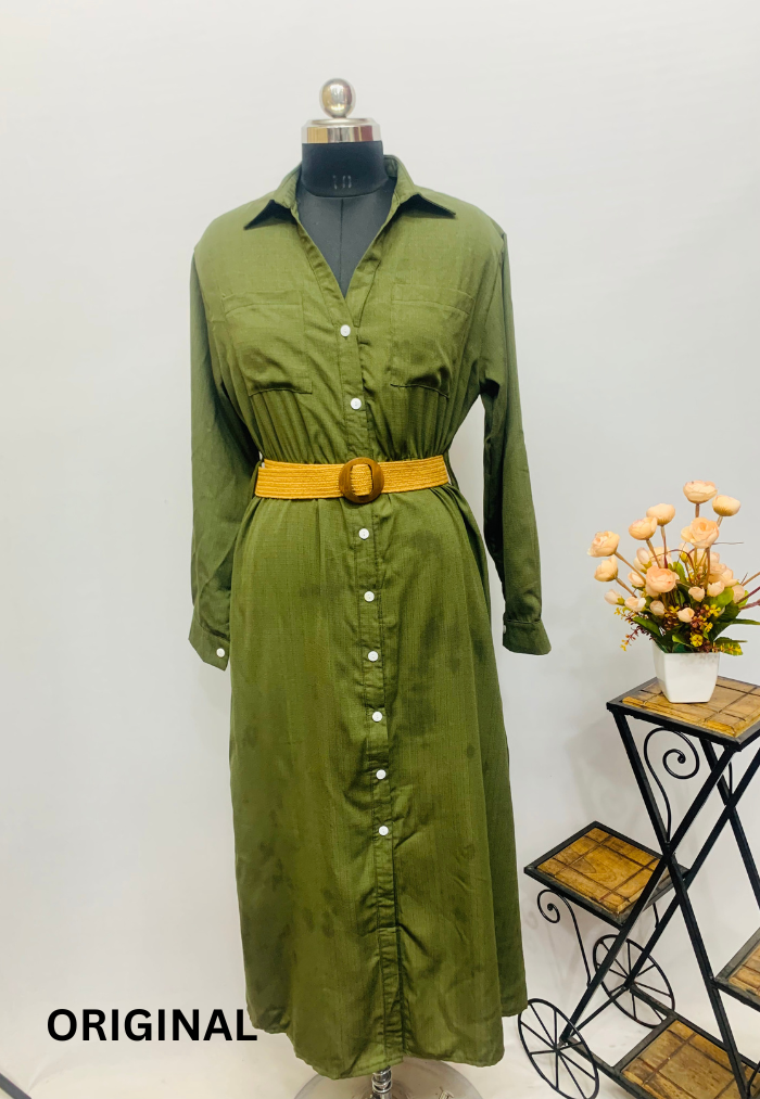 Green Midi Shirt Dress