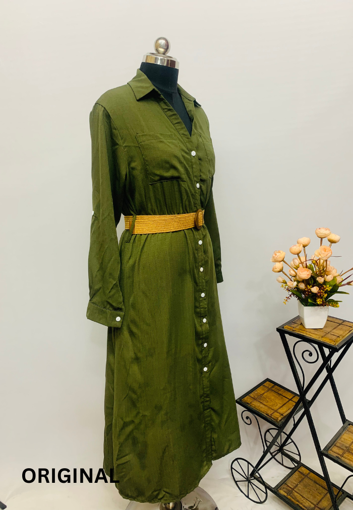 Green Midi Shirt Dress