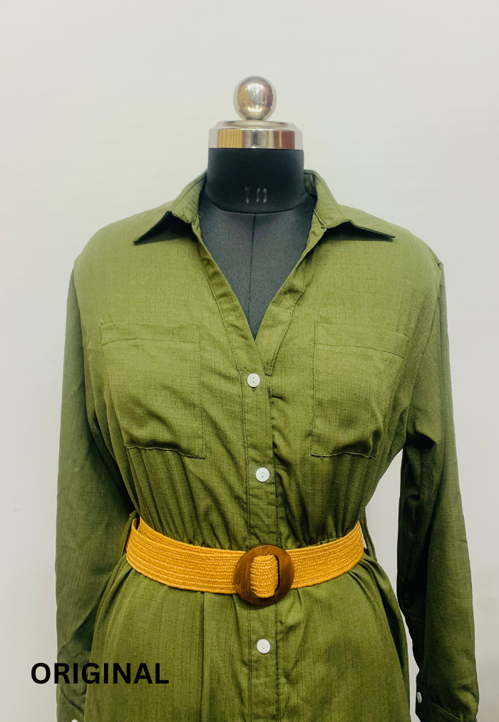 Green Midi Shirt Dress