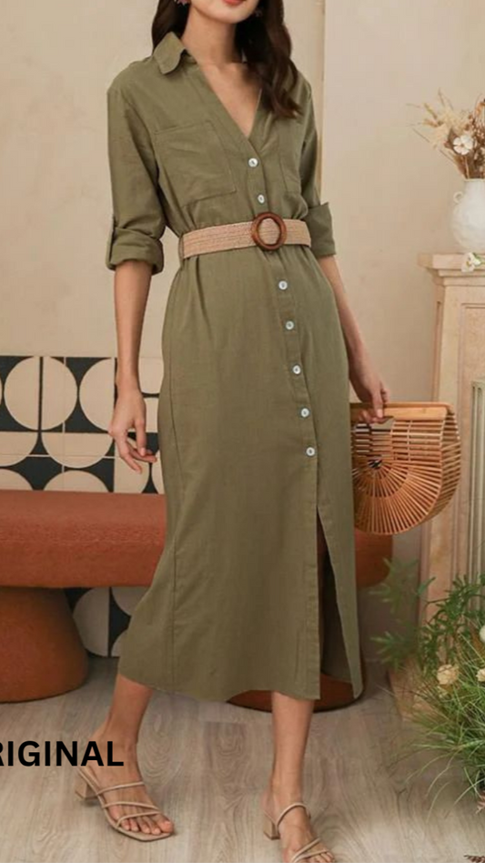 Green Midi Shirt Dress FC1138