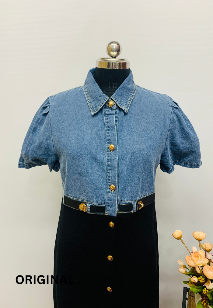 Half Denim Shirt Dress FC1291