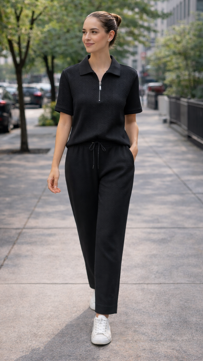 Half Sleeve Chained Collar With Loose Pant Coord Set FC2230