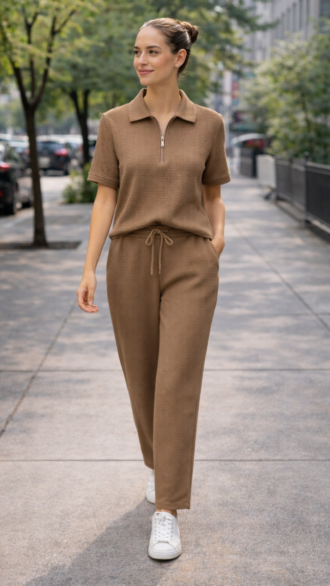 Half Sleeve Chained Collar With Loose Pant Coord Set FC2230
