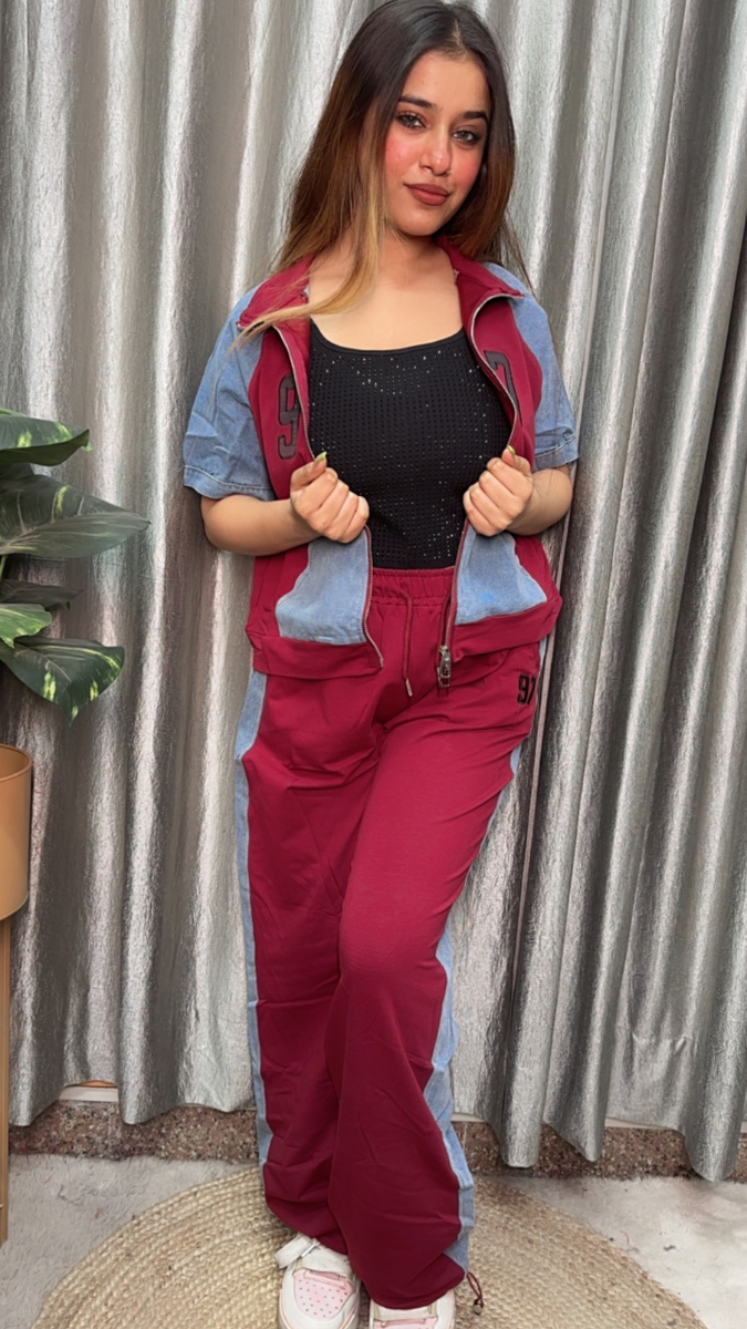 Half Sleeve Front Chained And Pocket Shirt With Pant Coord Set FC2140