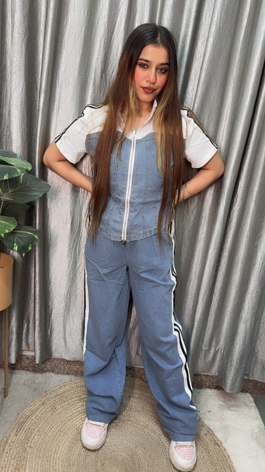 Half Sleeve Front Chained Shirt With Pant Coord Set FC2139