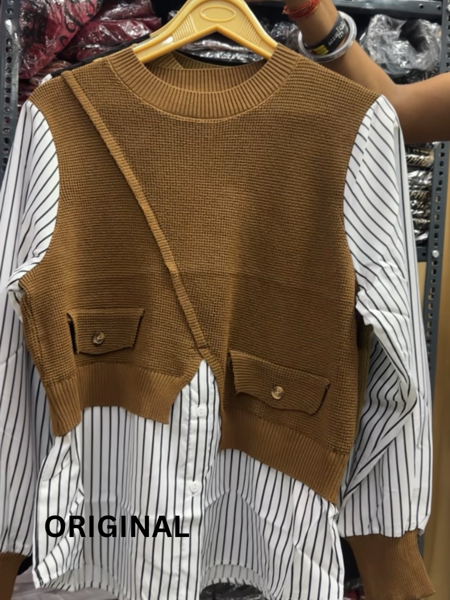 Half Sweater Linen Shirt FC1522 Black S - Main Image