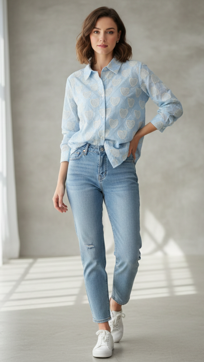 Heart Embroidery Shirt FC2206