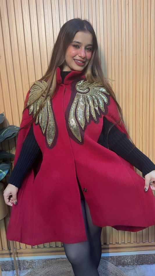 High Collar Shoulder Designed Cape FC2057