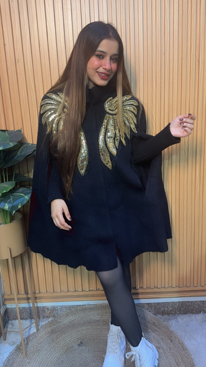 High Collar Shoulder Designed Cape FC2057