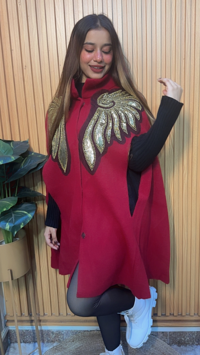 High Collar Shoulder Designed Cape FC2057