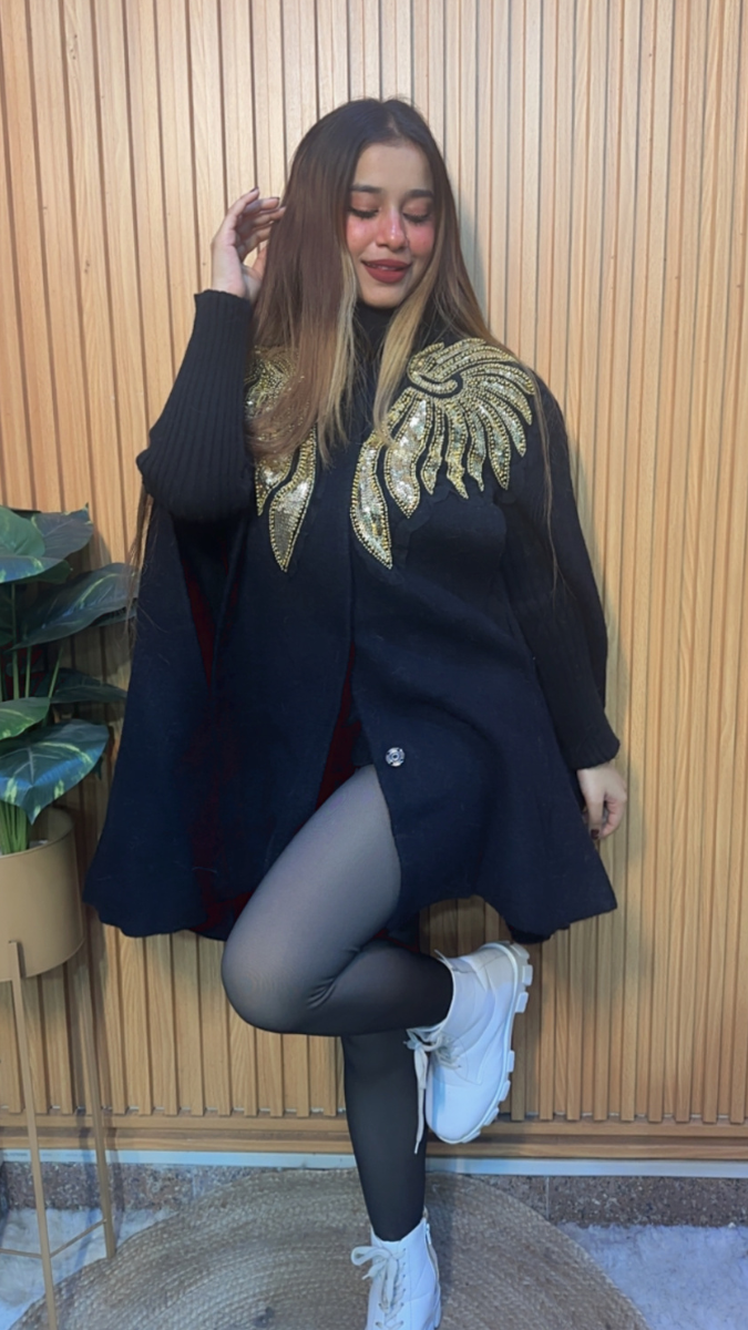 High Collar Shoulder Designed Cape FC2057