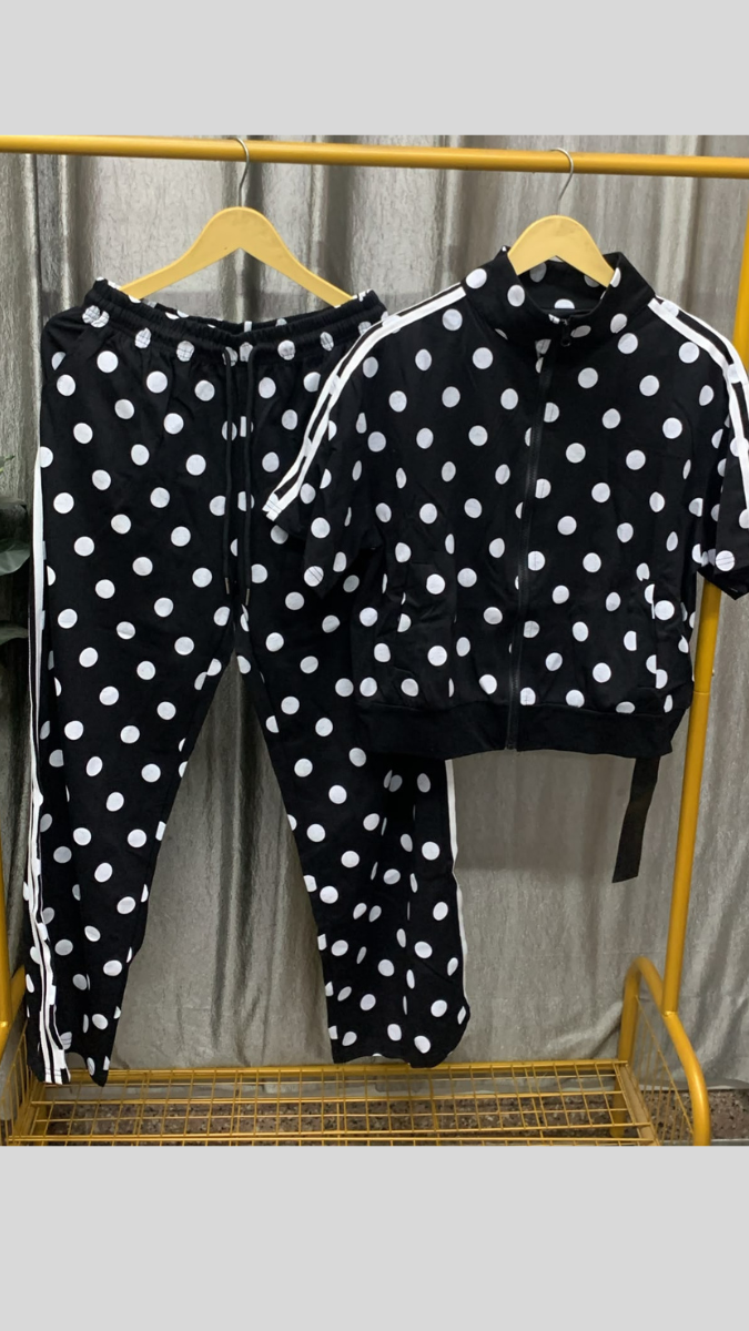 High Neck Half Sleeve Top And Pant With Polka Dot FC2561