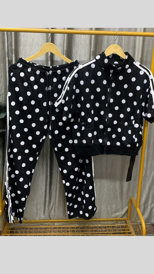 High Neck Half Sleeve Top And Pant With Polka Dot FC2561