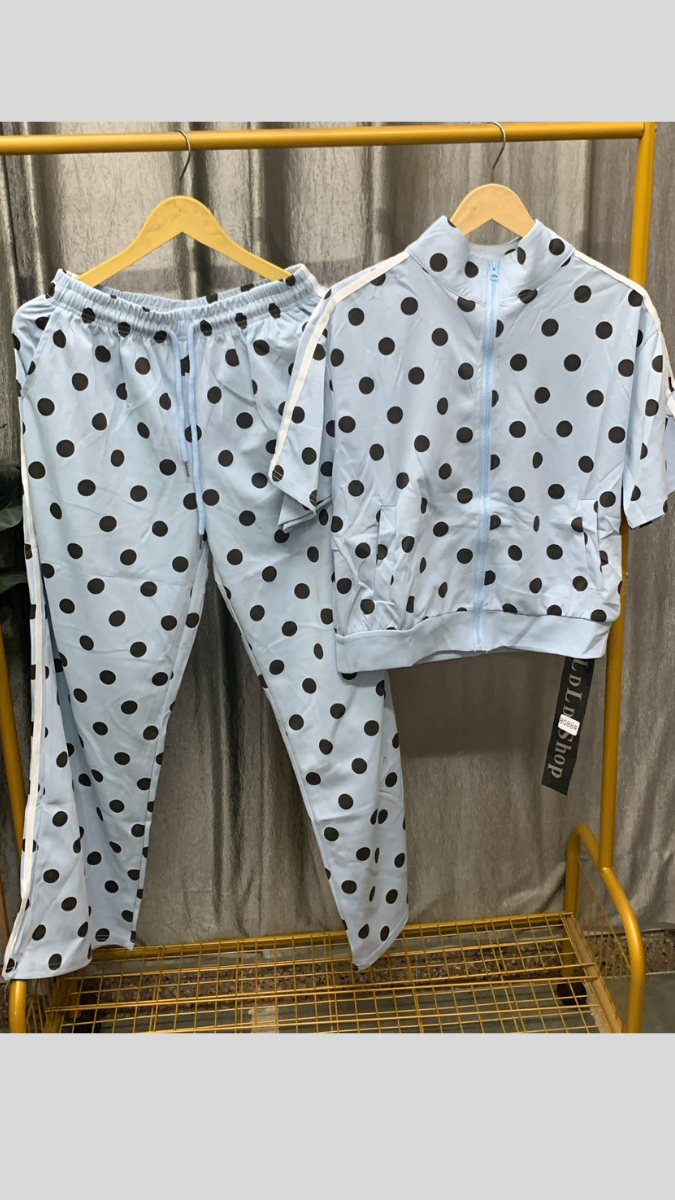 High Neck Half Sleeve Top And Pant With Polka Dot FC2561