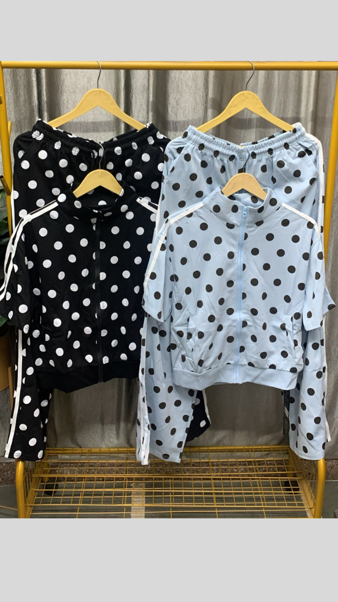 High Neck Half Sleeve Top And Pant With Polka Dot FC2561