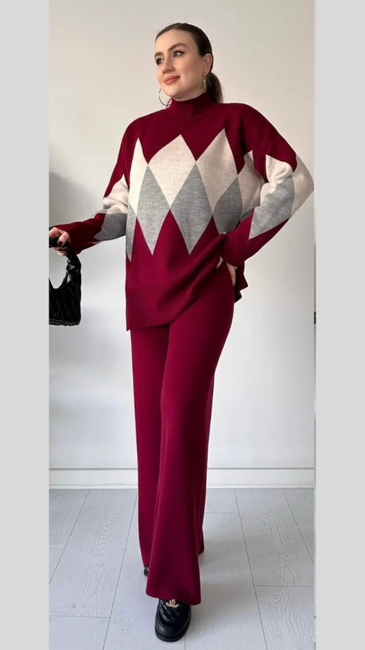 High Neck Loose Top And Pant Coord Set FC2011