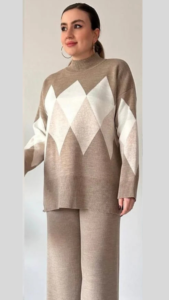 High Neck Loose Top And Pant Coord Set FC2011