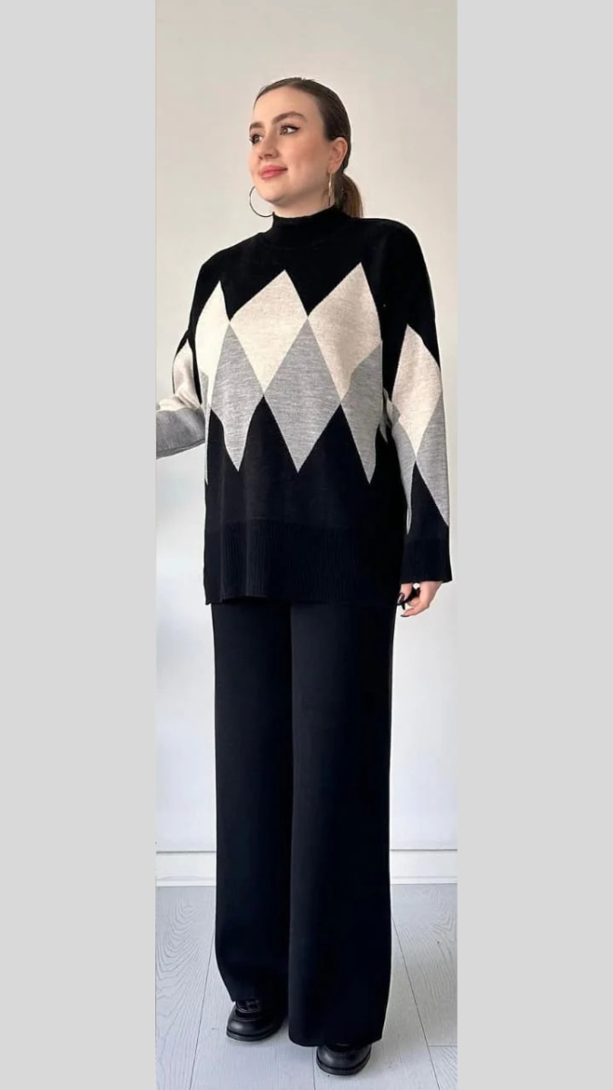 High Neck Loose Top And Pant Coord Set FC2011