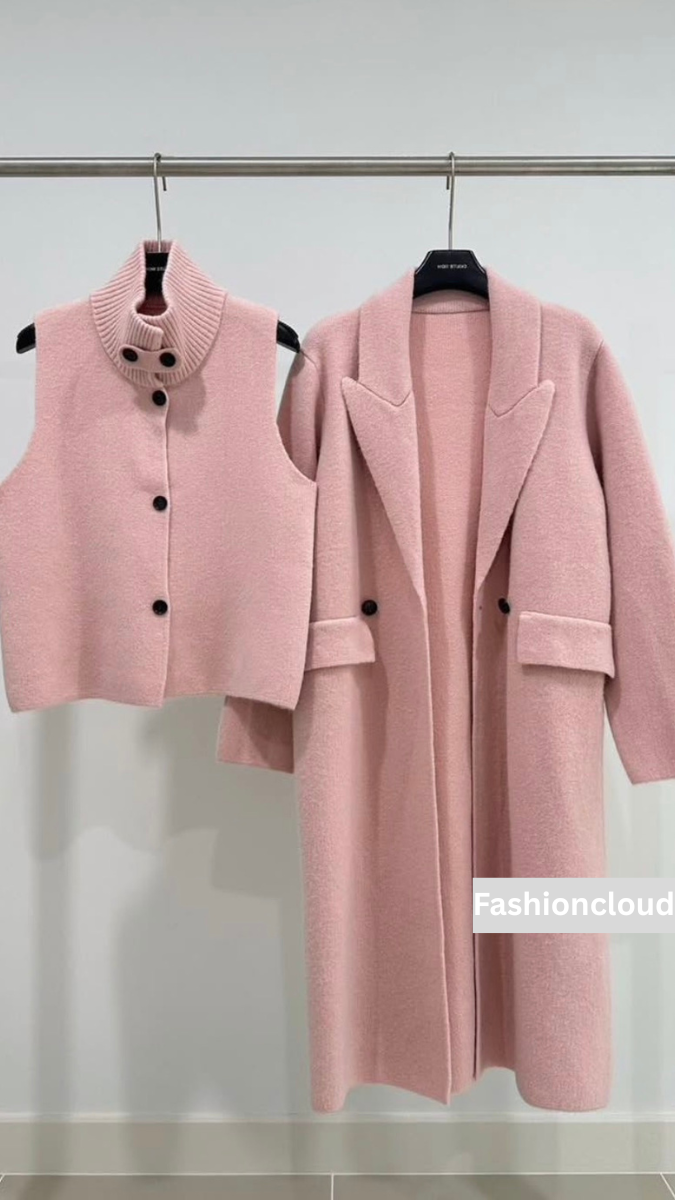 High neck Coat With Long Coat 2 Pc Set FC2014
