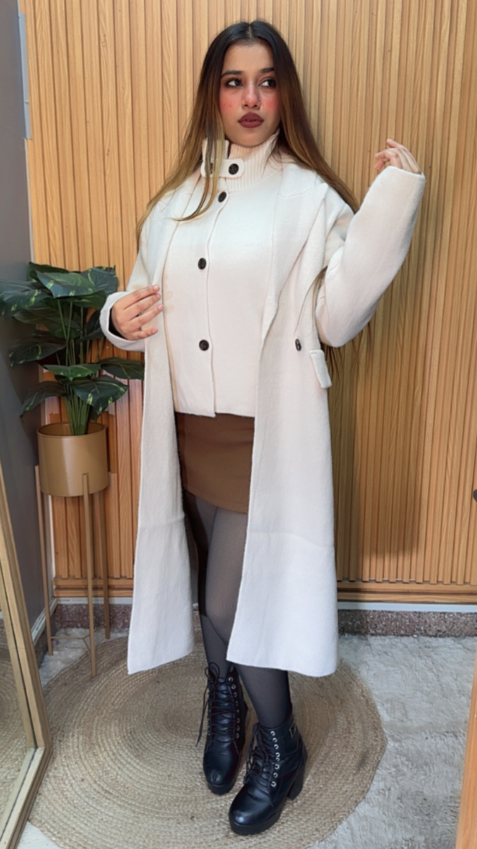 High neck Coat With Long Coat 2 Pc Set FC2014