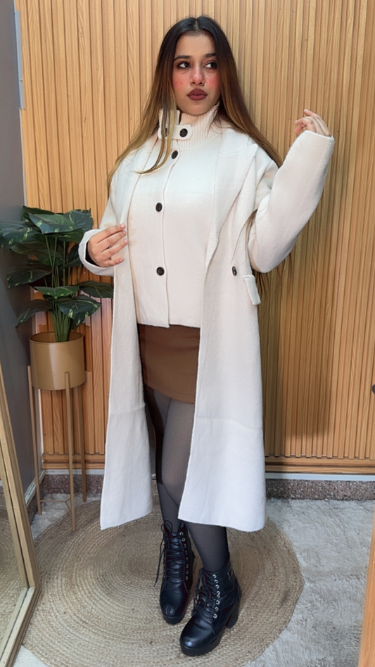High neck Coat With Long Coat 2 Pc Set FC2014