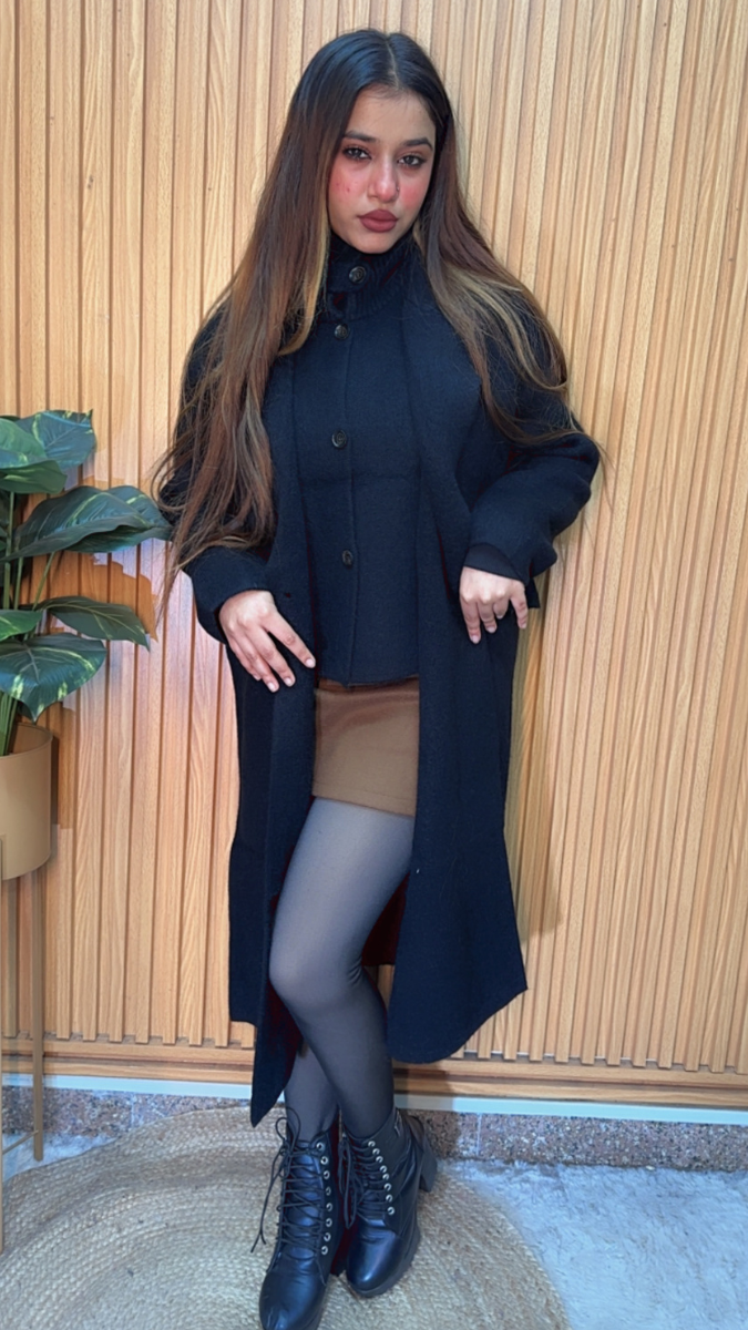 High neck Coat With Long Coat 2 Pc Set FC2014