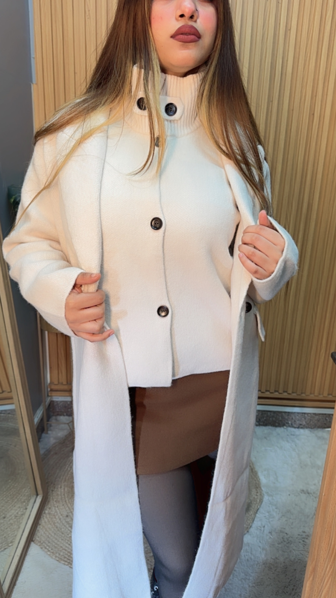 High neck Coat With Long Coat 2 Pc Set FC2014