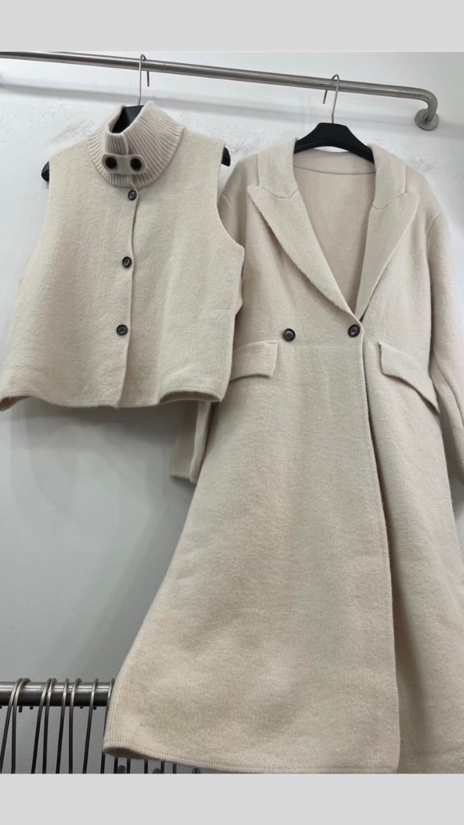 High neck Coat With Long Coat 2 Pc Set FC2014