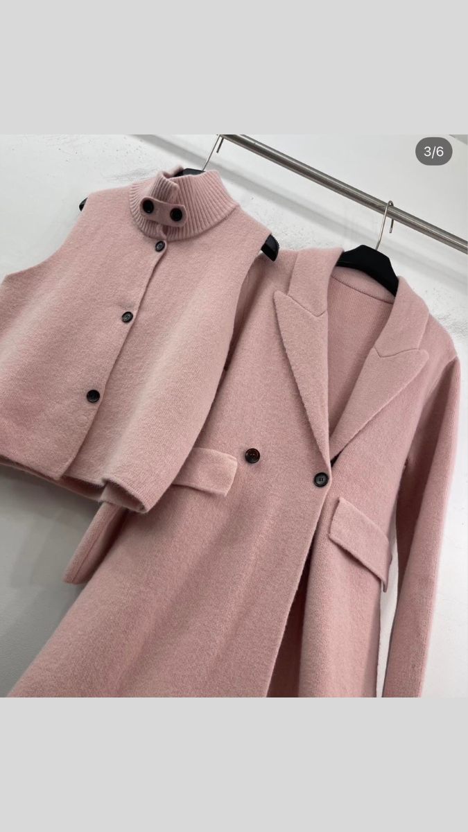 High neck Coat With Long Coat 2 Pc Set FC2014