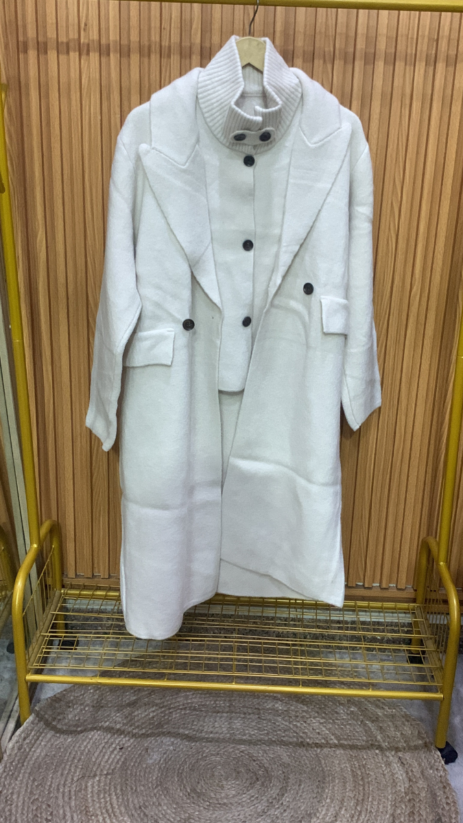 High neck Coat With Long Coat 2 Pc Set FC2014