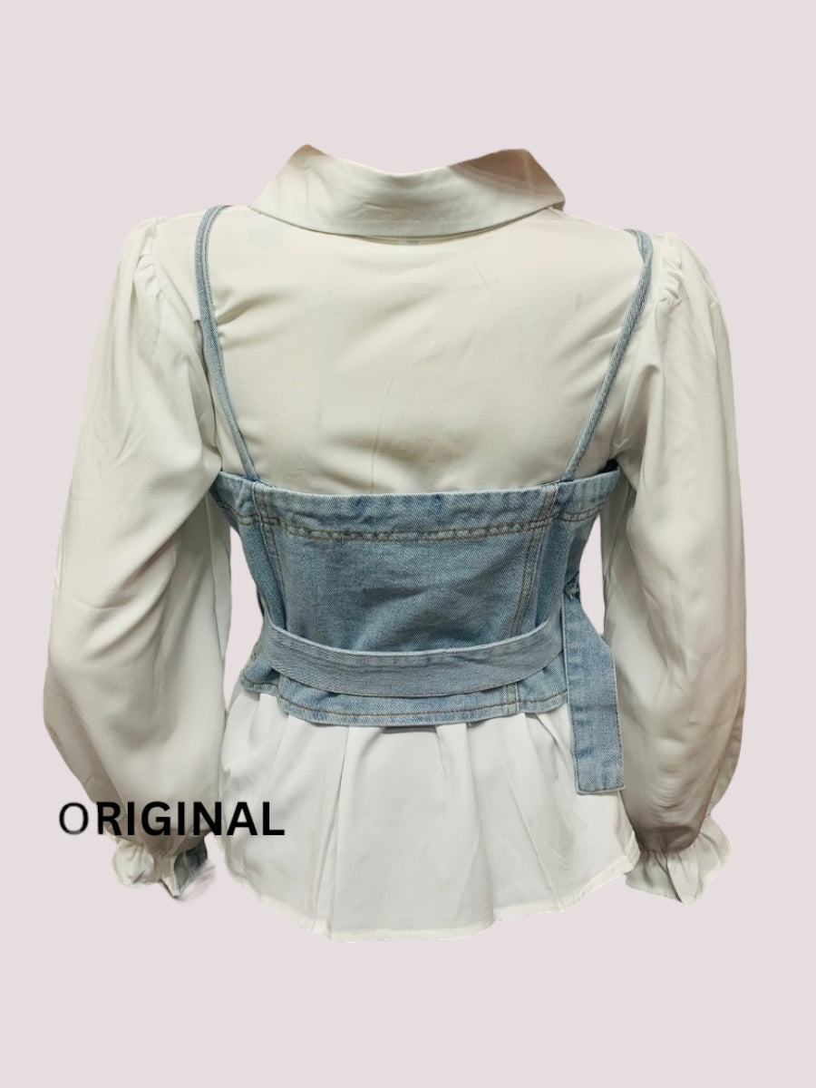 White Shirt With Denim Bustier FC1474