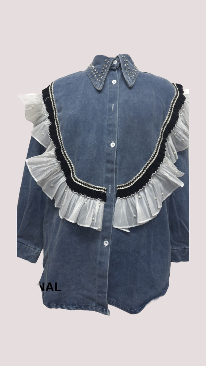 Ruffle Designed Denim Shirt FC1465