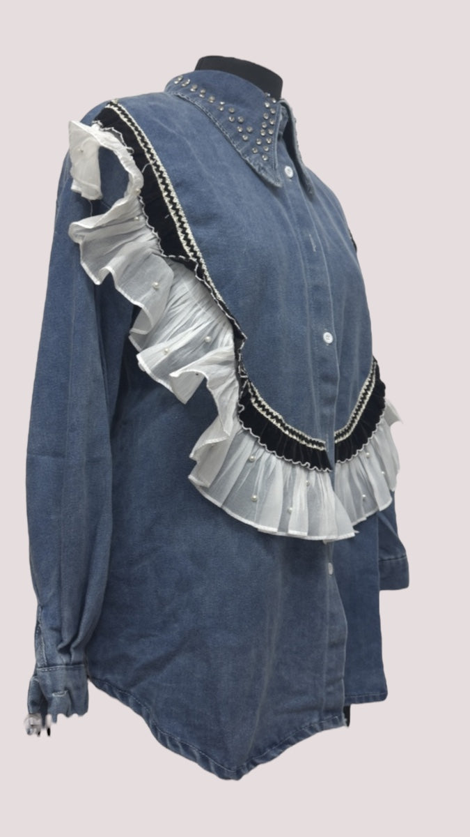 Ruffle Designed Denim Shirt FC1465