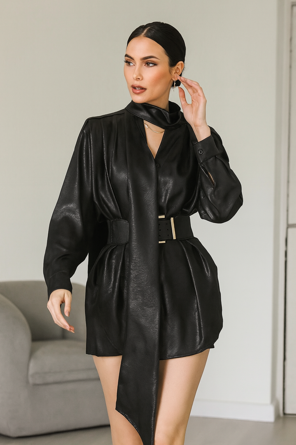 3 Piece Half Leather Co- Ord Set FC1484