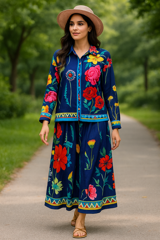 Floral Shirt And Skirt Set FC1310