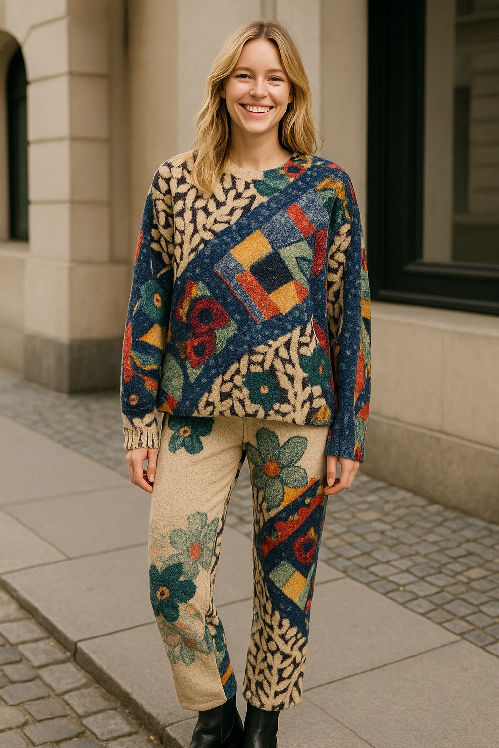 Rhinestone Design Floral Winter Co Ord Set FC1492