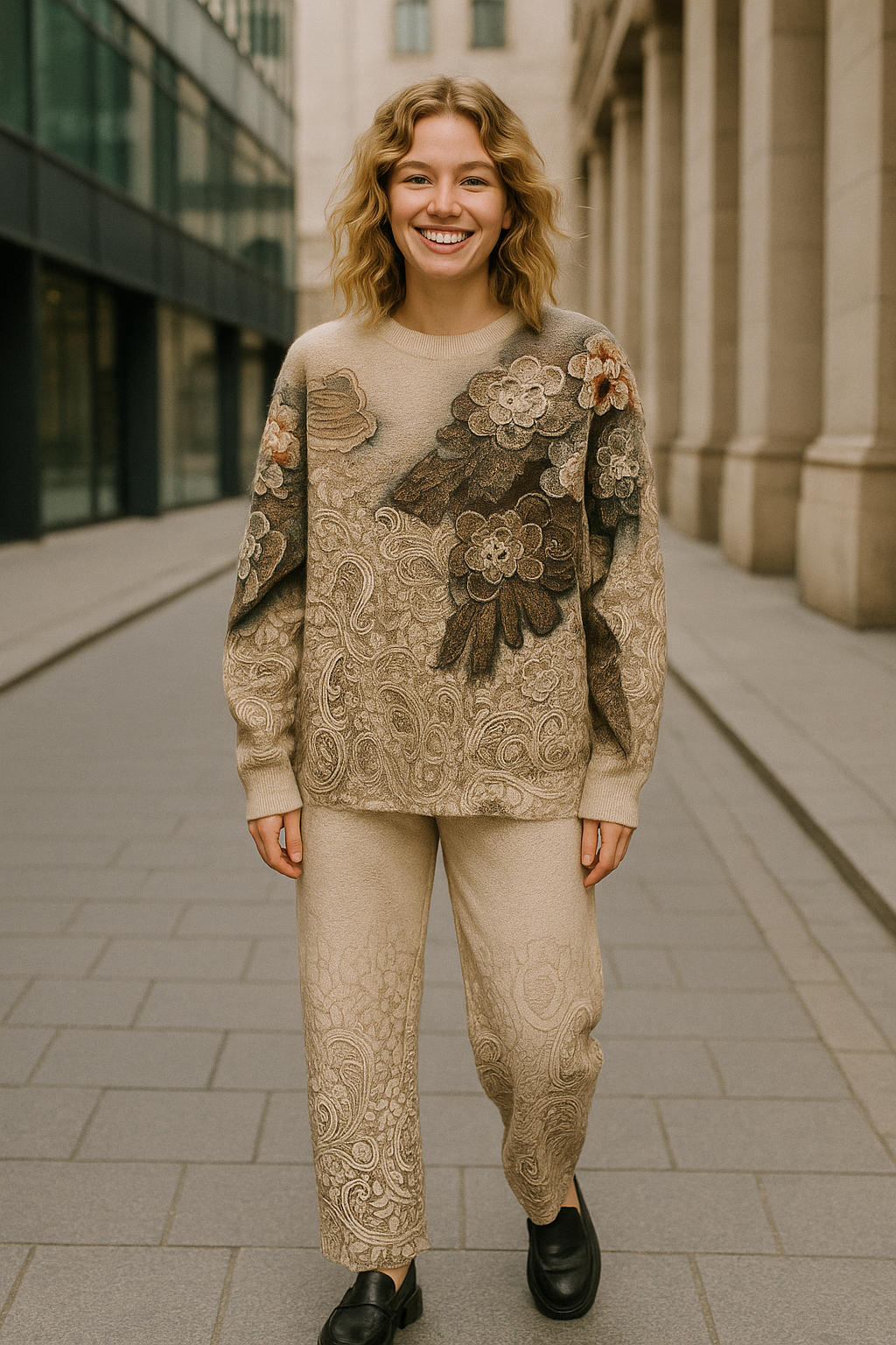 Rhinestone Design Floral Winter Co Ord Set FC1492