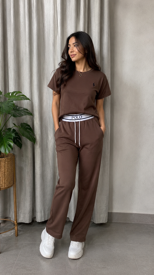 Round Neck Half Sleeve Top With Elastic Waist Pant Coord Set FC2481