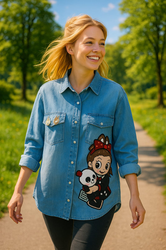 Labubu Printed Denim Shirt FC1837