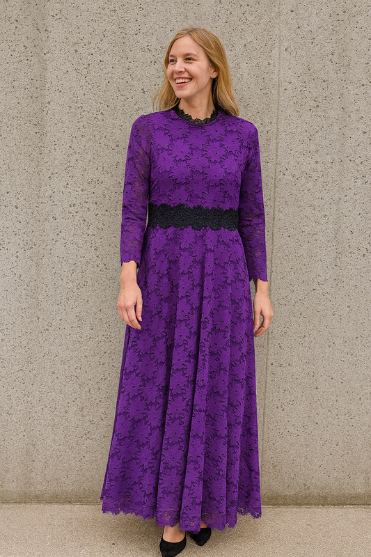 Black Belt Designed Lace Dress FC1832
