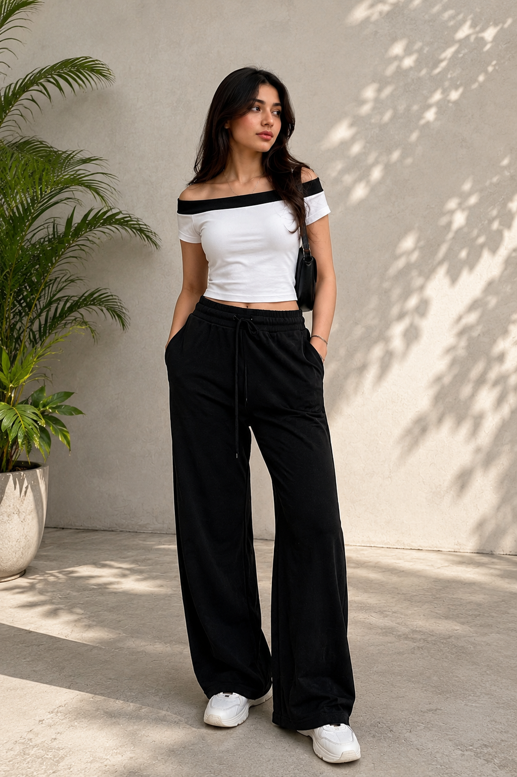 Boat Neckline Top With Loose Pant Coord Set FC2491