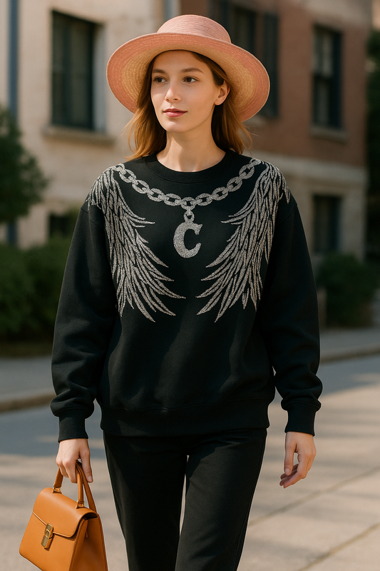 Rhinestone Chain Embedded Winter Top FC1454