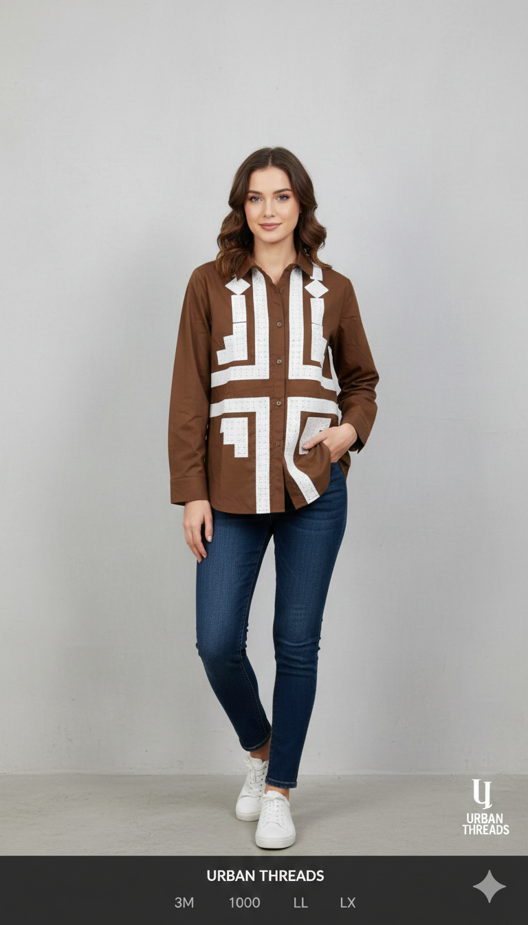 Designer Embroidery Designed Cotton Shirt FC2147