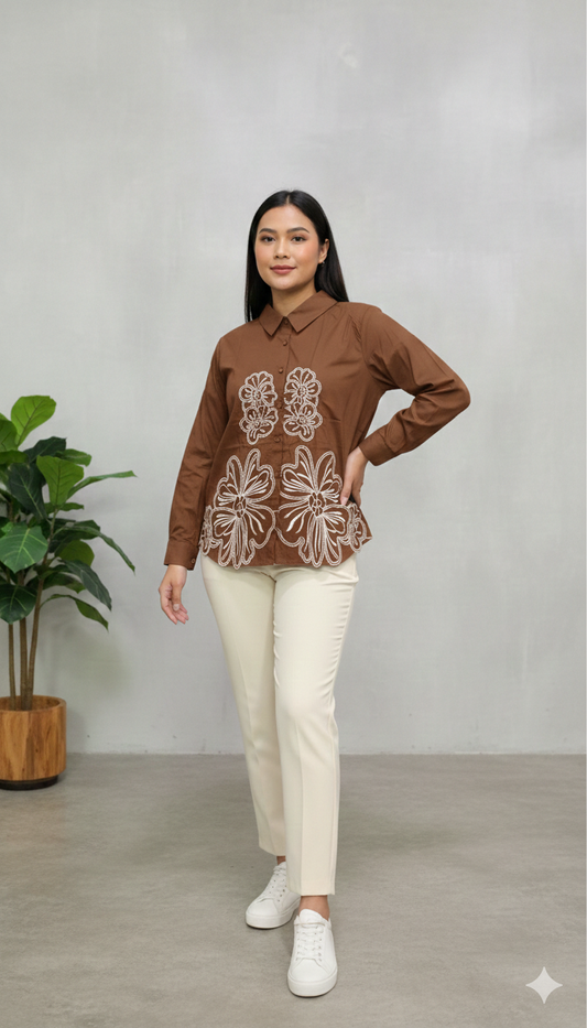 Embroidery Designed Cotton Shirt FC2146